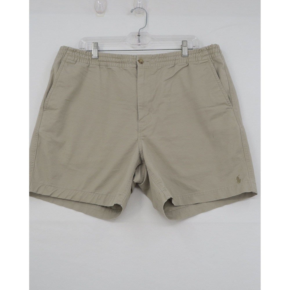 Polo Ralph Lauren Mens Stretch Classic Fit Elastic Waist Khaki Shorts Tan XL